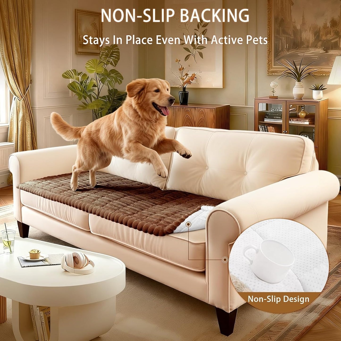 SearchI Couch Covers for Dogs Washable, Non Slip Fuzzy Pet Couch Cover for Sofa, Thick Soft Sofa Covers Couch Protector for Dogs Pet Friendly(Grey, 27.6" x 70.9")
