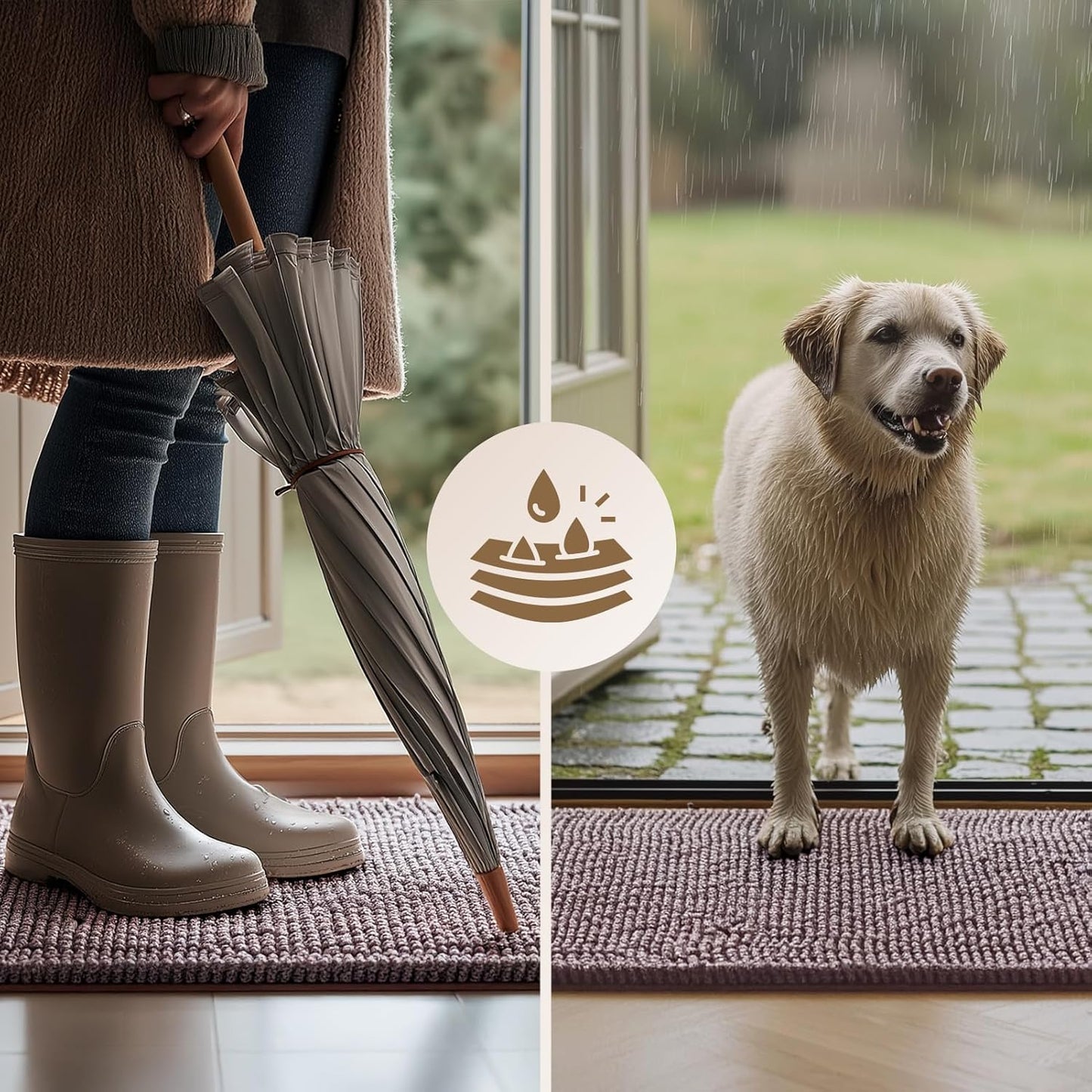 EHEYCIGA Super Absorbent Dog Door Mat for Muddy Paws 30x20 Inch Indoor, Front Doormat Outside Entrance, Quick Dry Chenille Washable Dog Crate Bed, Non-Slip Pet Rug Mud Mat Outdoor Entryway, Grey