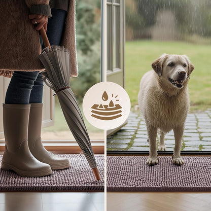 EHEYCIGA Super Absorbent Dog Door Mat for Muddy Paws 30x20 Inch Indoor, Front Doormat Outside Entrance, Quick Dry Chenille Washable Dog Crate Bed, Non-Slip Pet Rug Mud Mat Outdoor Entryway, Grey