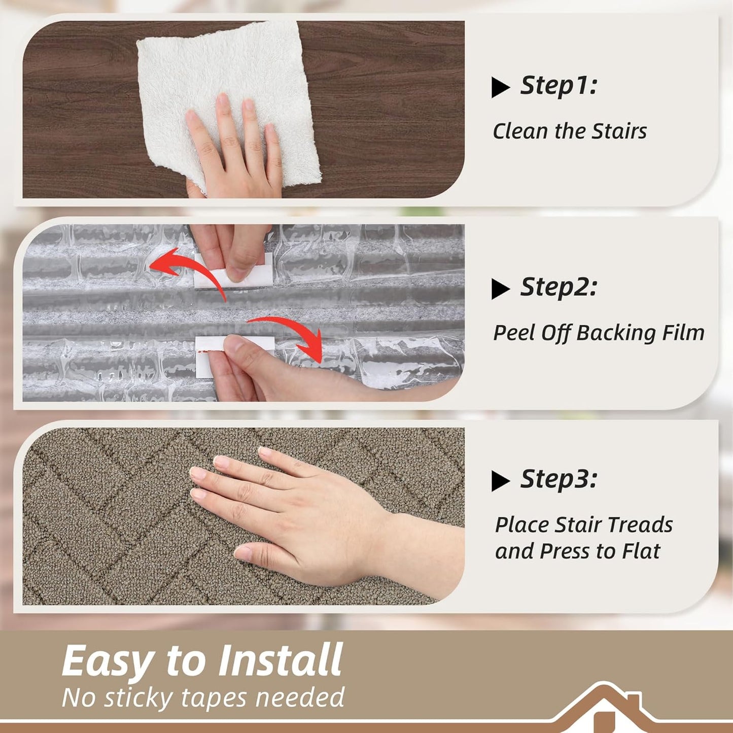 BEQHAUSE Stair Treads for Wooden Steps 28inX9in, Non Slip Carpet Stair Treads Indoor Stair Runners Machine Washable, Soft Stair Rugs Mat Surface Polyester TPE Backing, 4pcs, Charcoal