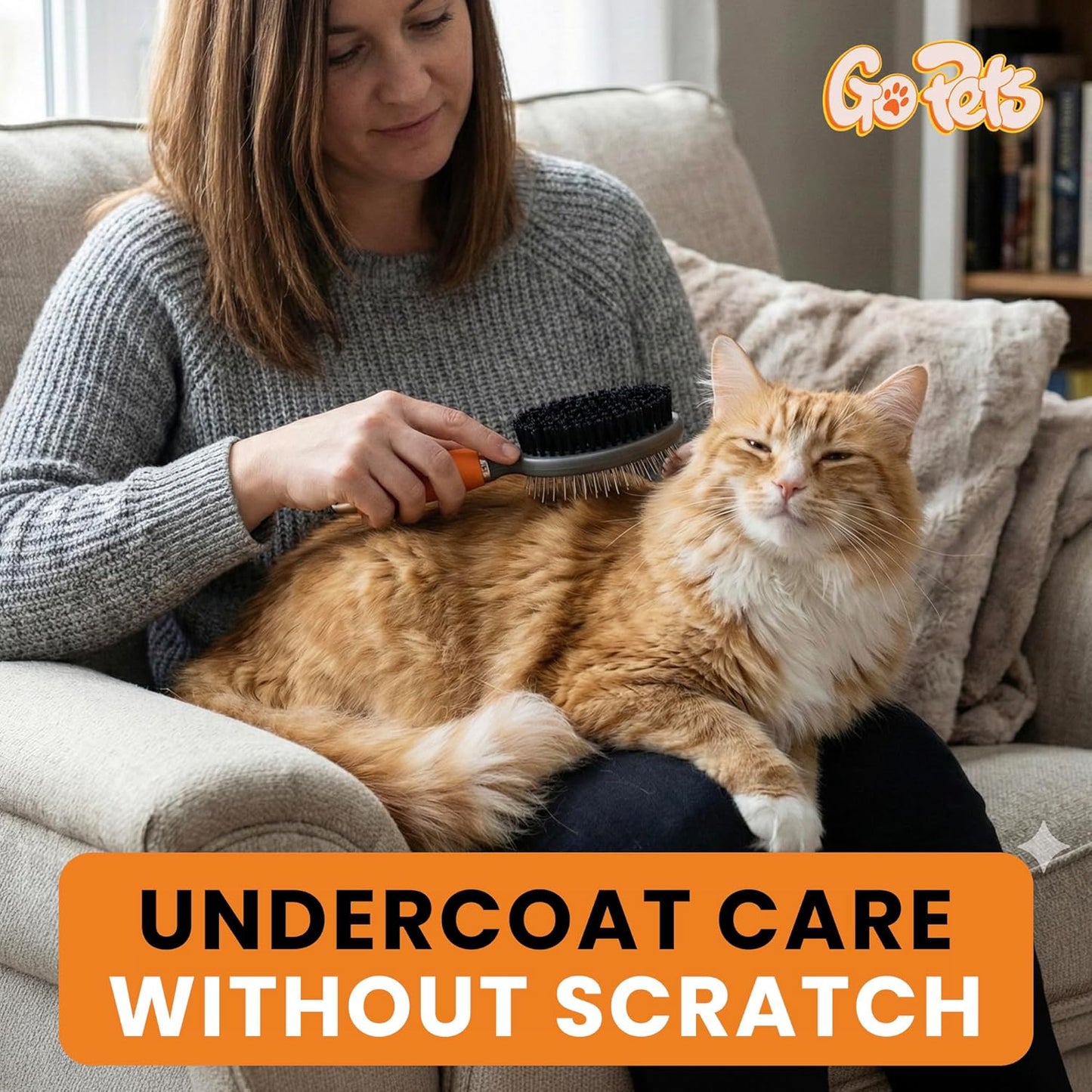 GoPets Small Pin Slicker Brush, Easy-Groom Pin Comb for Tangles & Shedding, Rounded Safety Tips, Dematting Brush for Short & Long Hair Cats, Dogs & Furry Pets, Ideal for Sensitive, Hard-to-Reach Areas