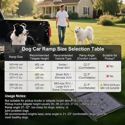 COSIEST Dog Ramp for Car, 63" L x 17.3" W Folding Pet Ramp for Large Dogs Up to 250LBS, Portable Dog Steps with Non-Slip Surface for SUV, Bed, Couch