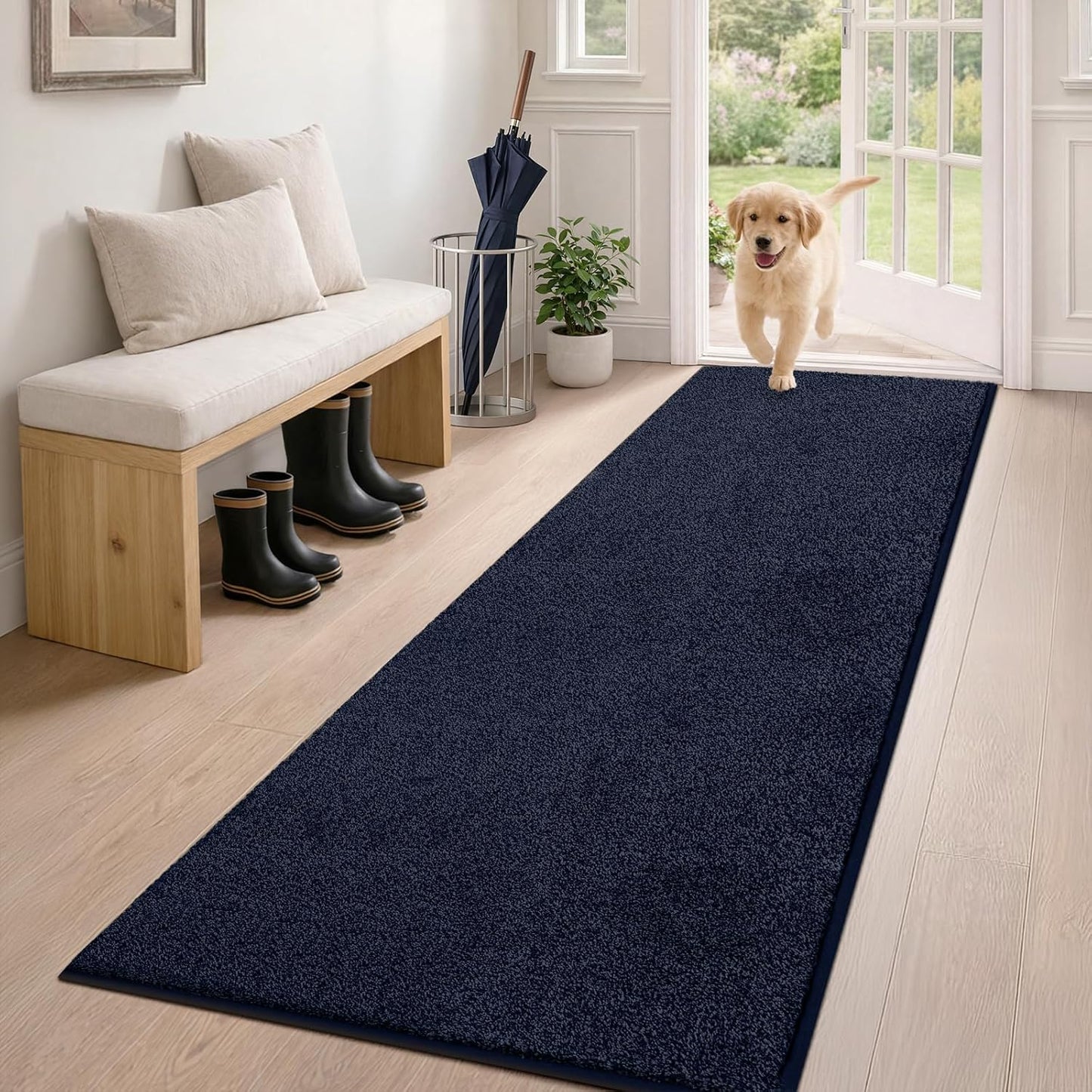 PURRUGS Dirt Trapping Door Mat 20" x 31.5", Non-Slip Machine Washable Entryway Rug, Dog Doormat, Indoor Front Door Mat, Super Absorbent Entry Rug for Muddy Shoes & Paws, Bluish Grey-Black