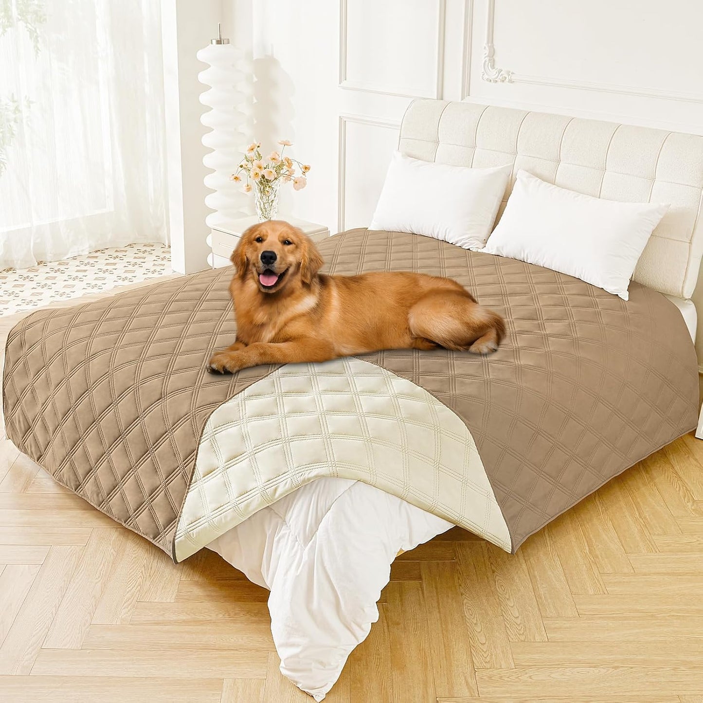 Smiry Waterproof Dog Bed Cover Blanket 30x70, Soft Reversible Pet Blanket, Washable Leakproof Cats Dogs Couch Cover for Sofa, Couch, Furniture, Grey/Dark Grey