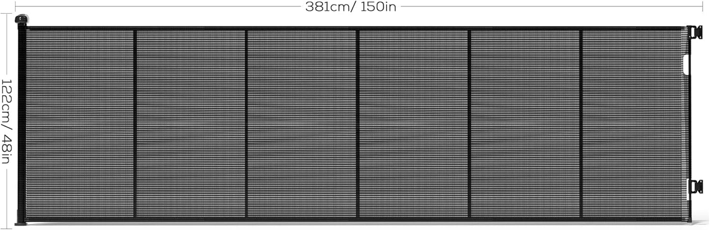 Retractable Baby Gate for Stairs, 42" Tall X 200" Wide Mesh Dog Gate Indoor, Child Gate for Doorways, Hallways, Deck, Indoor Outdoor Pet Baby Safety Essentials for Home, Black