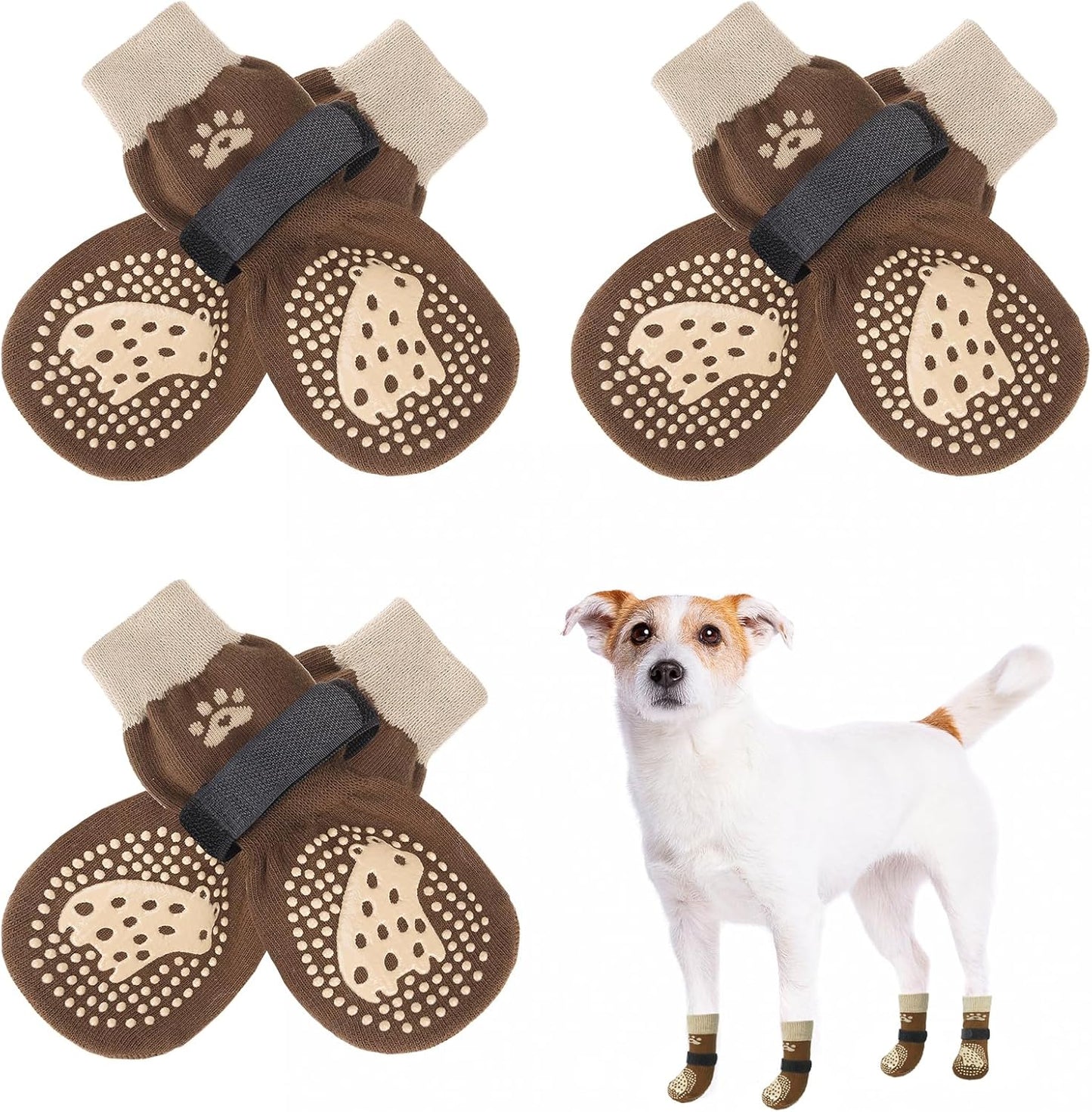 SCENEREAL 6Pcs Anti Slip Dog Socks to Prevent Licking Paws for Hot/Cold Pavement, Dog Grippy Socks for Hardwood Floors, Dog Shoes for Boots & Paw Protectors for Puppy Small Medium Large Senior Dogs