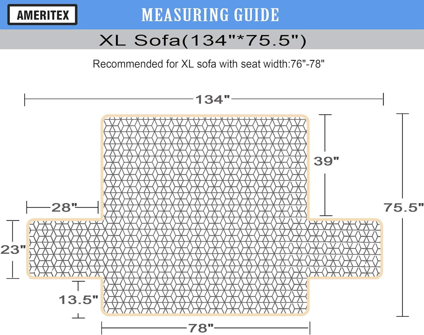 Ameritex Couch Sofa Slipcover 100% Waterproof Nonslip Quilted Furniture Protector for Dogs, Children, Pets, Machine Washable (Beige, 68")
