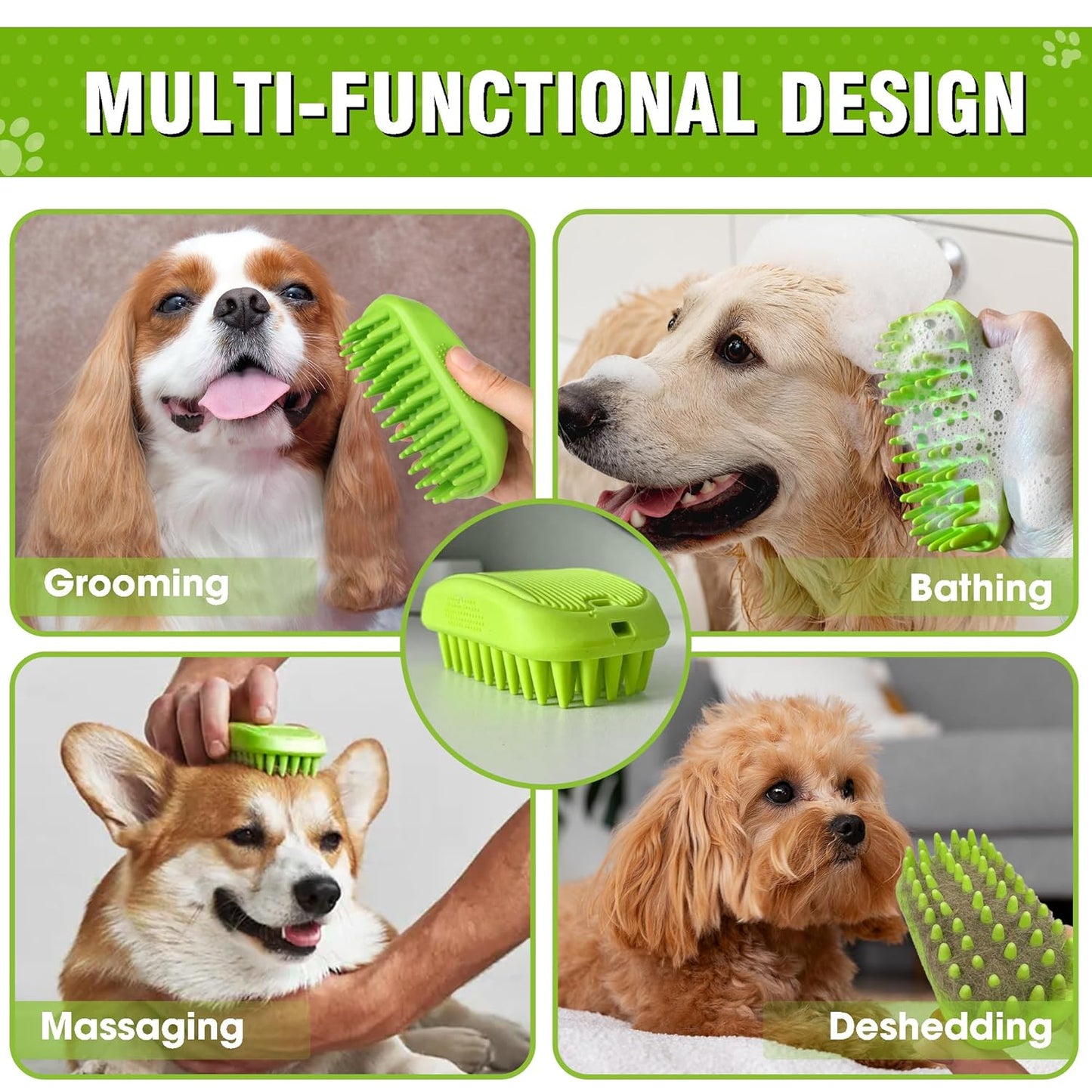 High-Density Silicone Pet Grooming Gloves with Enhanced Five Finger Design for Bathing, Massaging Dogs and Cats (Blue)