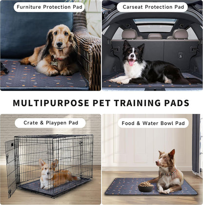 Sunheir Washable Pee Pads for Dogs Large 48" x 48" 2-Pack Reusable Puppy Pads Pet Training Pads, Absorb Dog Mats, Whelping Pad, Non-Slip Protects Against Urine Leakage (Leaves - Deep Grey, 48x48)