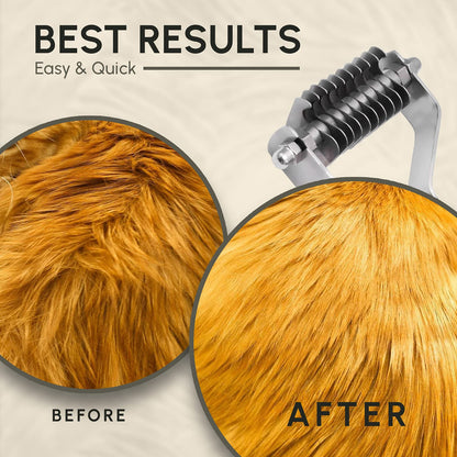 Flamia & Jabz Undercoat Rake for Dogs & Cats, Dematting Grooming Stripper Tool (14 Blades)