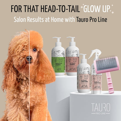Tauro Pro Line Deshedding Slicker Brush for Dogs & Cats, Soft Pins for Gentle Dematting & Detangling, Grooming Tool for Long & Wavy Coats, Ideal for Spaniels, Non-Slip Grip, Purple, Large Size (L)