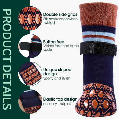 Kuoser Non Slip Dog Socks for Hardwood Floors, Dog Grippy Socks with Double-Sided Traction, Anti Slip Dogs Booties Paw Protectors to Prevent Licking Paws for Small Medium Large Senior Dogs, 4 Pack-M