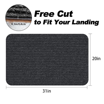 Stair Treads for Wooden Steps Carpet, Non-Slip Stair Runner Indoor Outdoor Stair Tread Mats Covers Pads, 19" x 31"Matching Landing Step Runner for Elders, Kids and Dogs (19" x 31", Black)