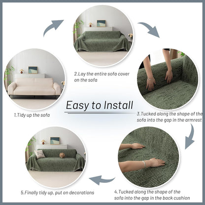 MYSKY HOME Couch Cover for Dogs, Washable Couch Covers, Non Slip Sofa Cover, Couch Cover 2 Cushion Sofa Dogs Furniture Protector with Tassels, Chenille Sofa Slipcover for Pets, 71"x118", Dark Grey