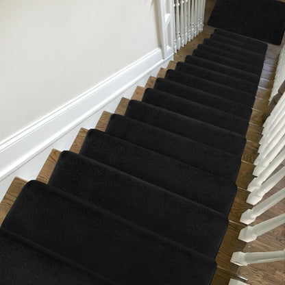 PURE ERA Carpet Stair Treads Ultra Plush 9.5" X 30"Soft Bullnose Indoor Stair Protectors Pet-Friendly Non-Slip Skid Resistant Tape Free Washable Reusable(14 Pieces, Cream Gray)