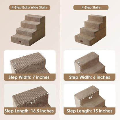 EHEYCIGA Dog Stairs for High Bed 22.5" H, 5-Step Dog Steps for Bed, Pet Steps for Small Dogs and Cats, Non-Slip Balanced Pet Ramp Indoor, Grey