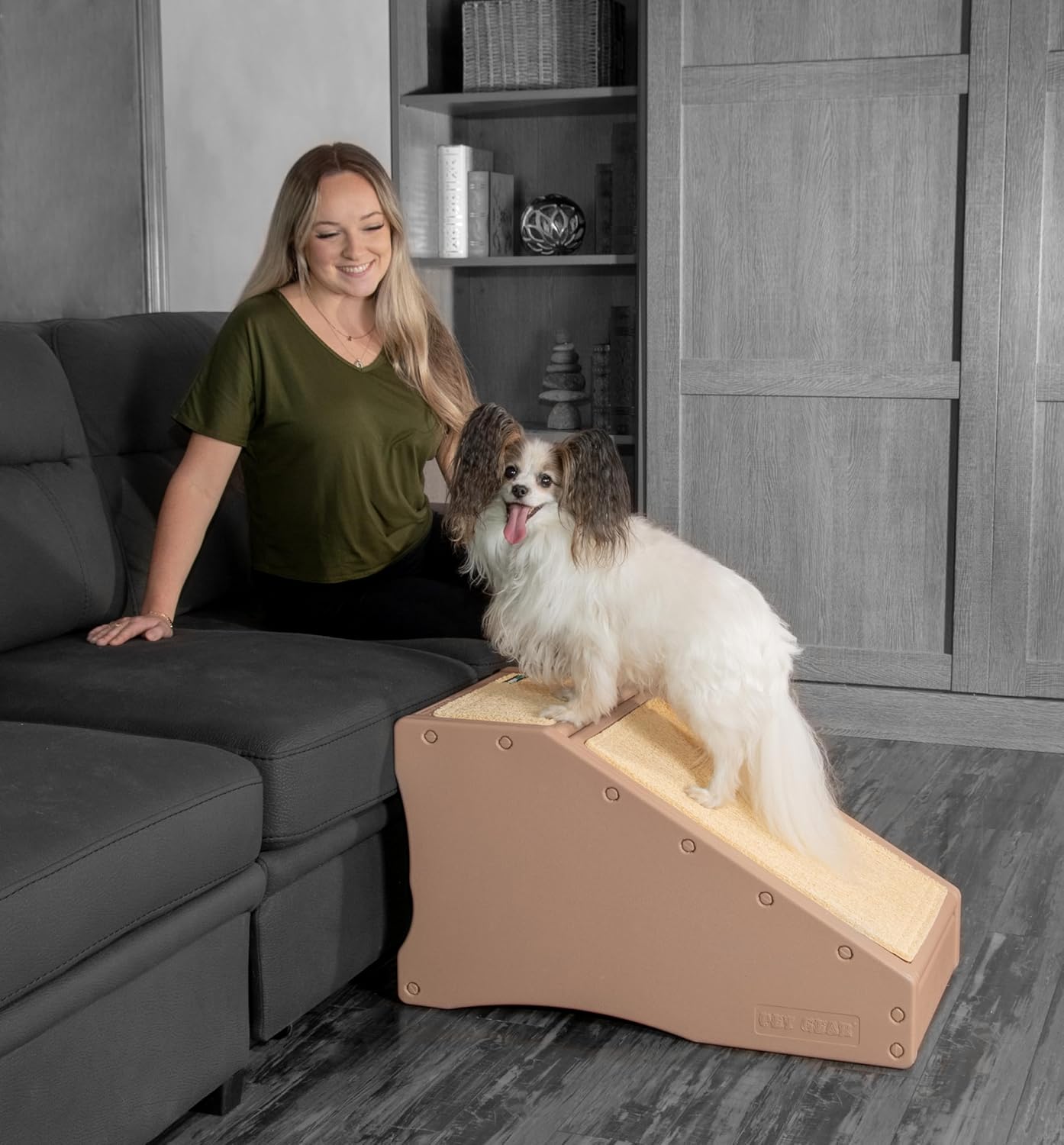Pet Gear Stramp Stair and Ramp Combination for Dogs/Cats, Easy Step, Lightweight/Portable, Sturdy, Easy Assembly (No Tools Required) 1 Model, Coffee Bean