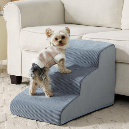 LEXTRO Dog Stairs for Small Dogs, 2-Steps Dog Ramp for Couch, Pet Stairs with Highly Supportive Foam and Non-Slip Bottom, Pet Steps for Cat & Doggie (High 11.8 Inch)