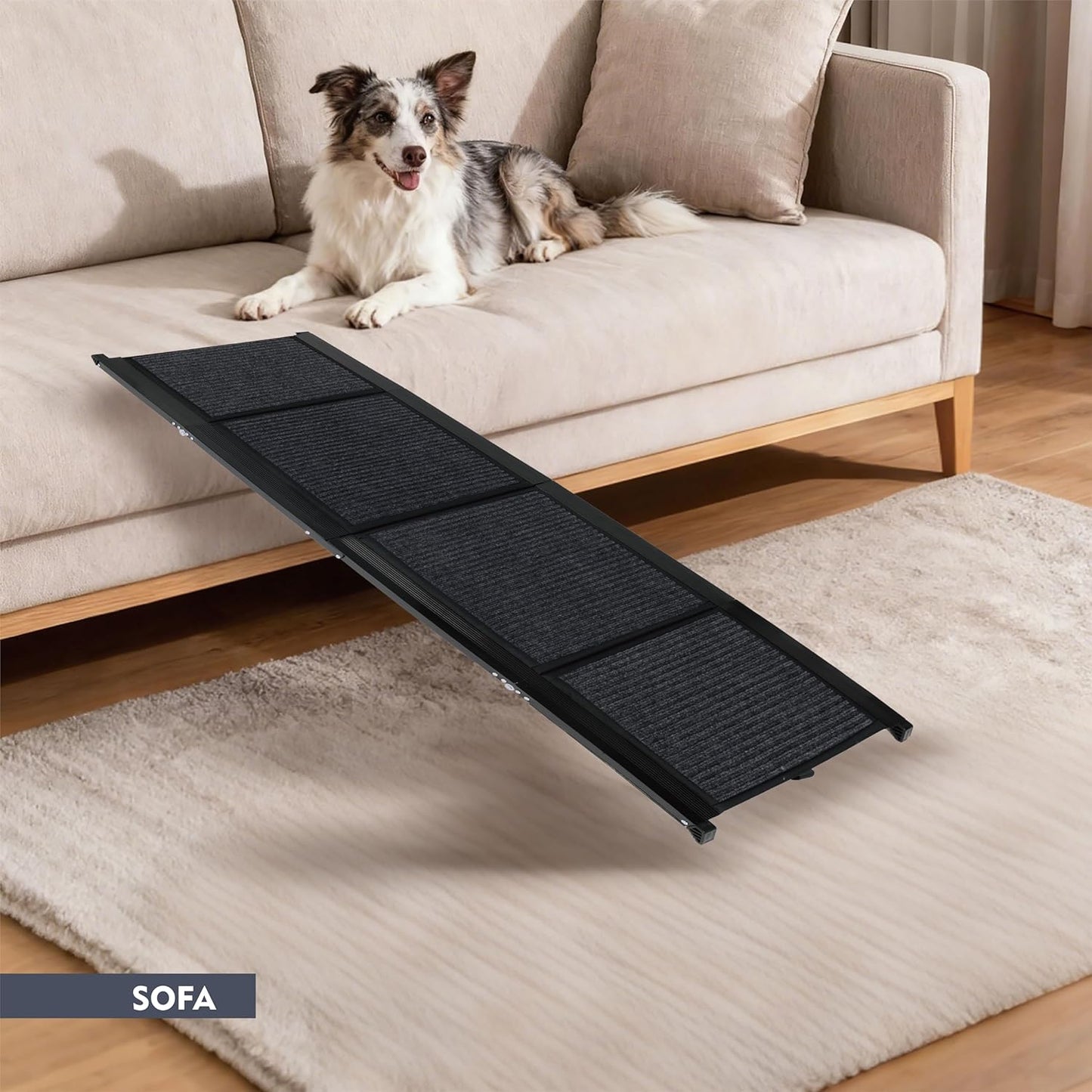 Folding Dog Ramp for Car 71" Long & 19" Wide Portable Pet Ramps with Non-Slip Rug Surface, Outdoor Dog Car Ramp for Large Dogs, SUV Car & Truck, Dog Steps Up to 250LBS