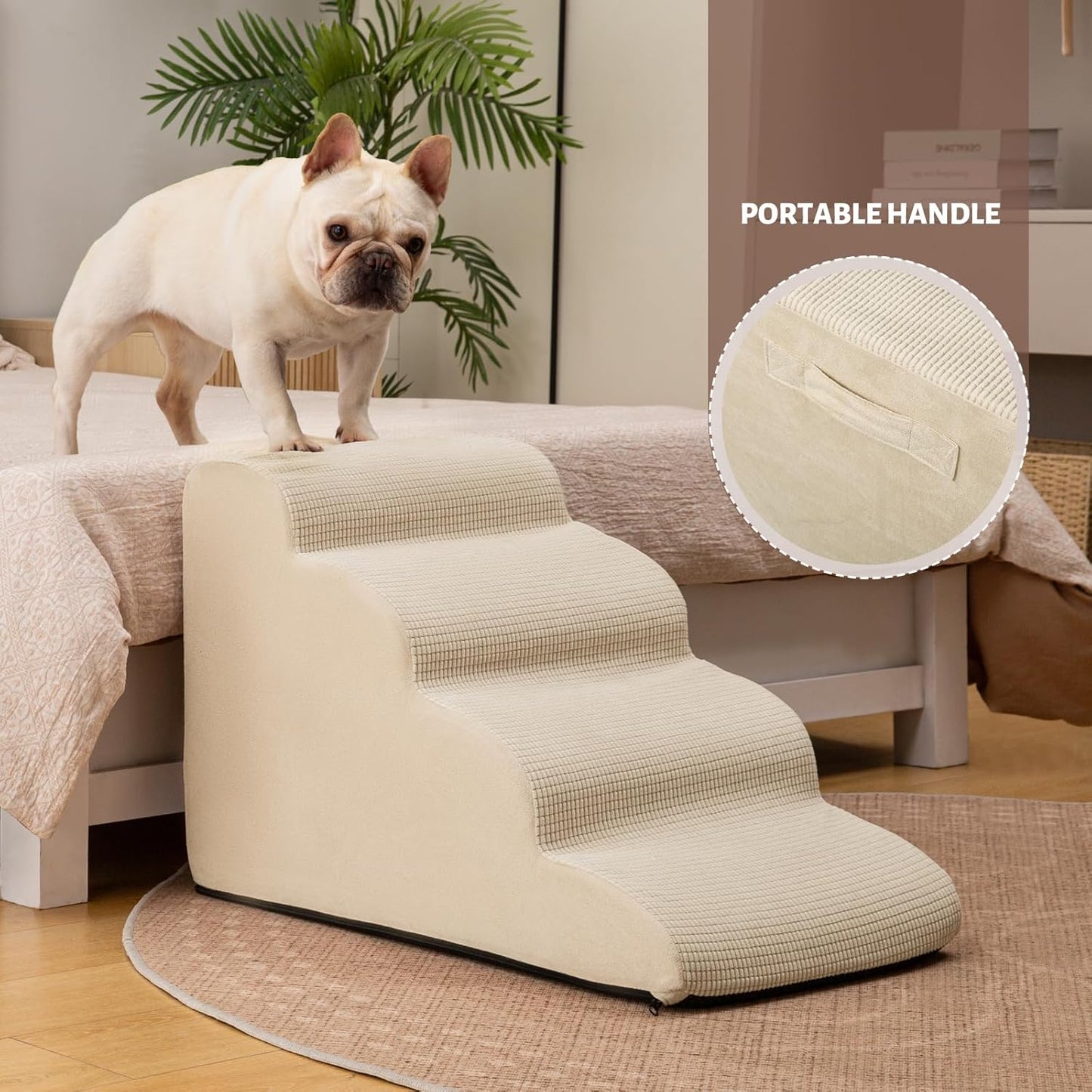 Aodisman 3-Step Dog Ramp and Stairs for Sofa and Chair - Non-Slip Sturdy Pet Steps for Small Dogs and Cats,15.7" H,Grey
