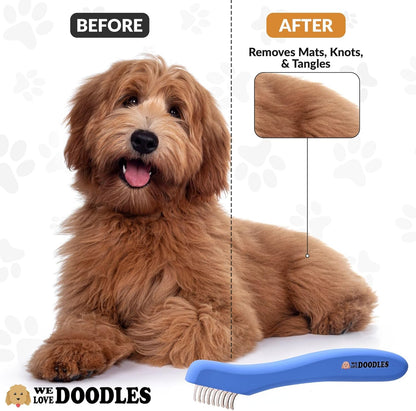 We Love Doodles Dematting Comb for Dogs - Dog Hair Mat Remover, Detangler Comb & Deshedding Tool, Removes Tangles, Knots, & Loose Hair, Metal Comb, Ergonomic Handle (9 Blade)