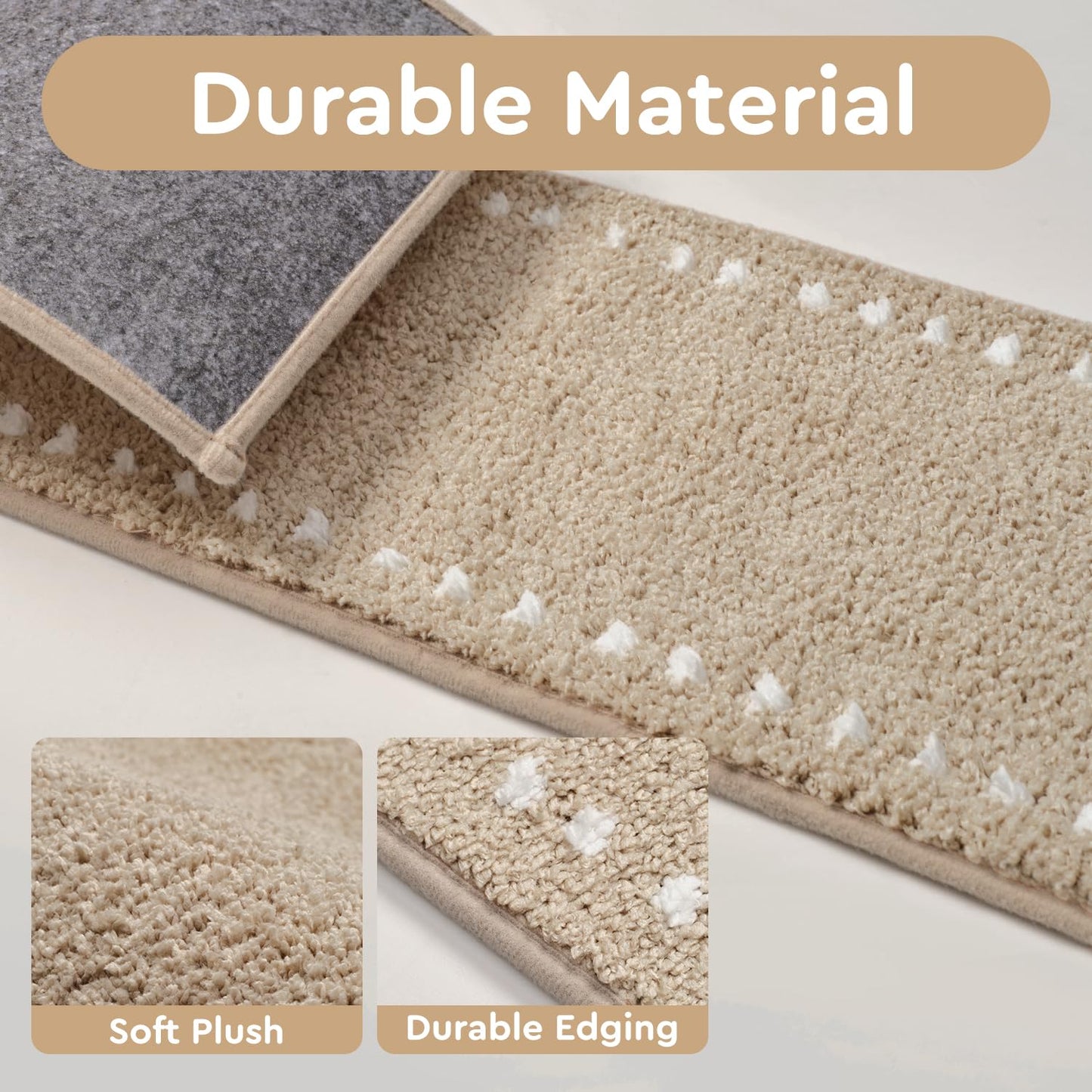 tchdio Stair Treads Landing Mat Non Slip, Soft Stair Treads for Wooden Steps Indoor, Stair Carpet Treads Reusable Adhesive for Kids Elders and Pets, Washable Stair Rugs Stair Runner 31"x31" Beige