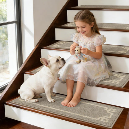 BEQHAUSE Non Slip Stair Treads for Wooden Steps Indoor Washable Stair Runner 28inX9in Polyester Durable Stair Treads Carpet for Dogs,Kids and Elders 15pcs,Dark Grey