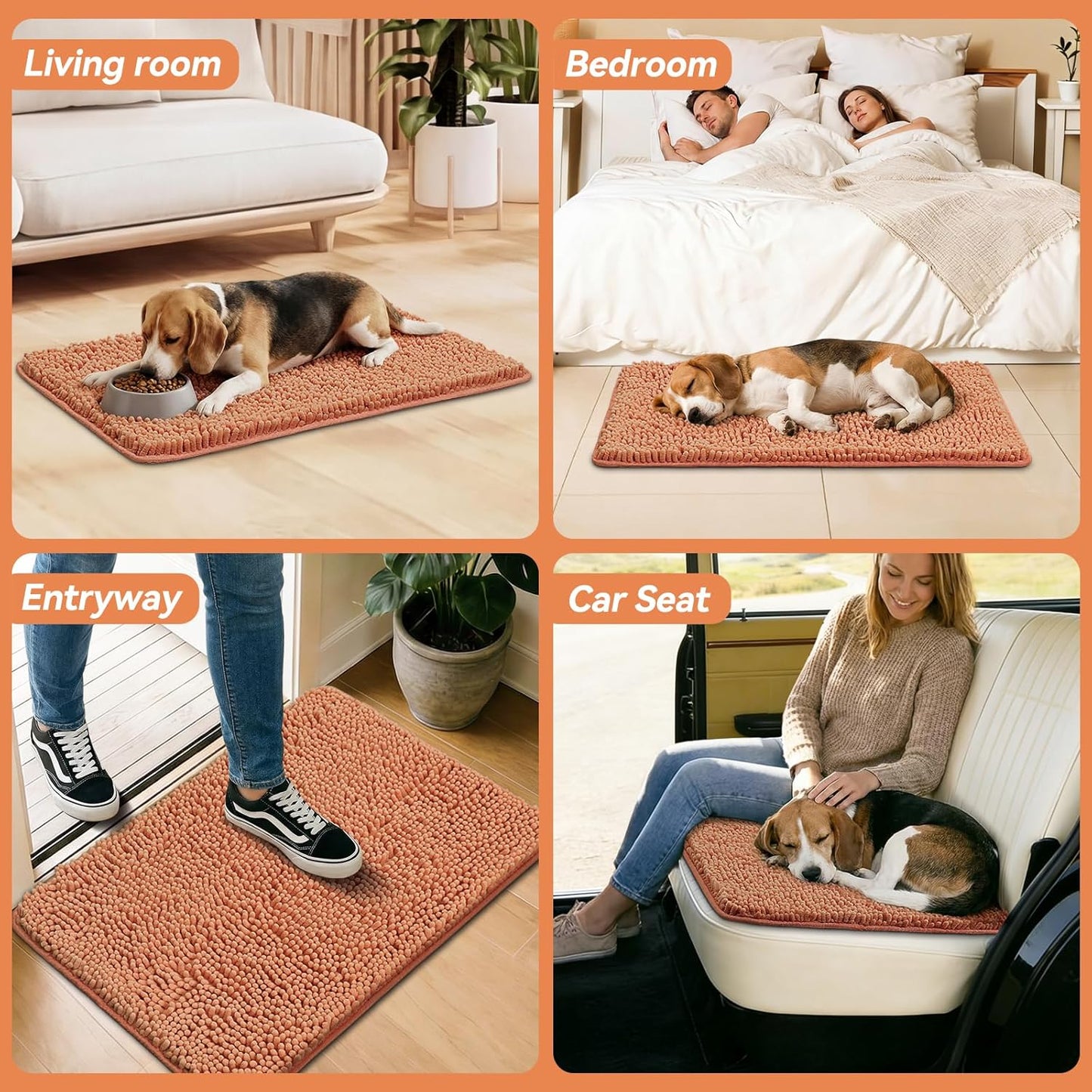Bcoimo Super Absorbent Dog Door Mat, 30"*20" Anti Slip Mat for Muddy Paws, Pet Rugs for Dirty Paws Washable that Absorbs Moisture and Dirt, for Dog Cage and Pet Resting Carpet
