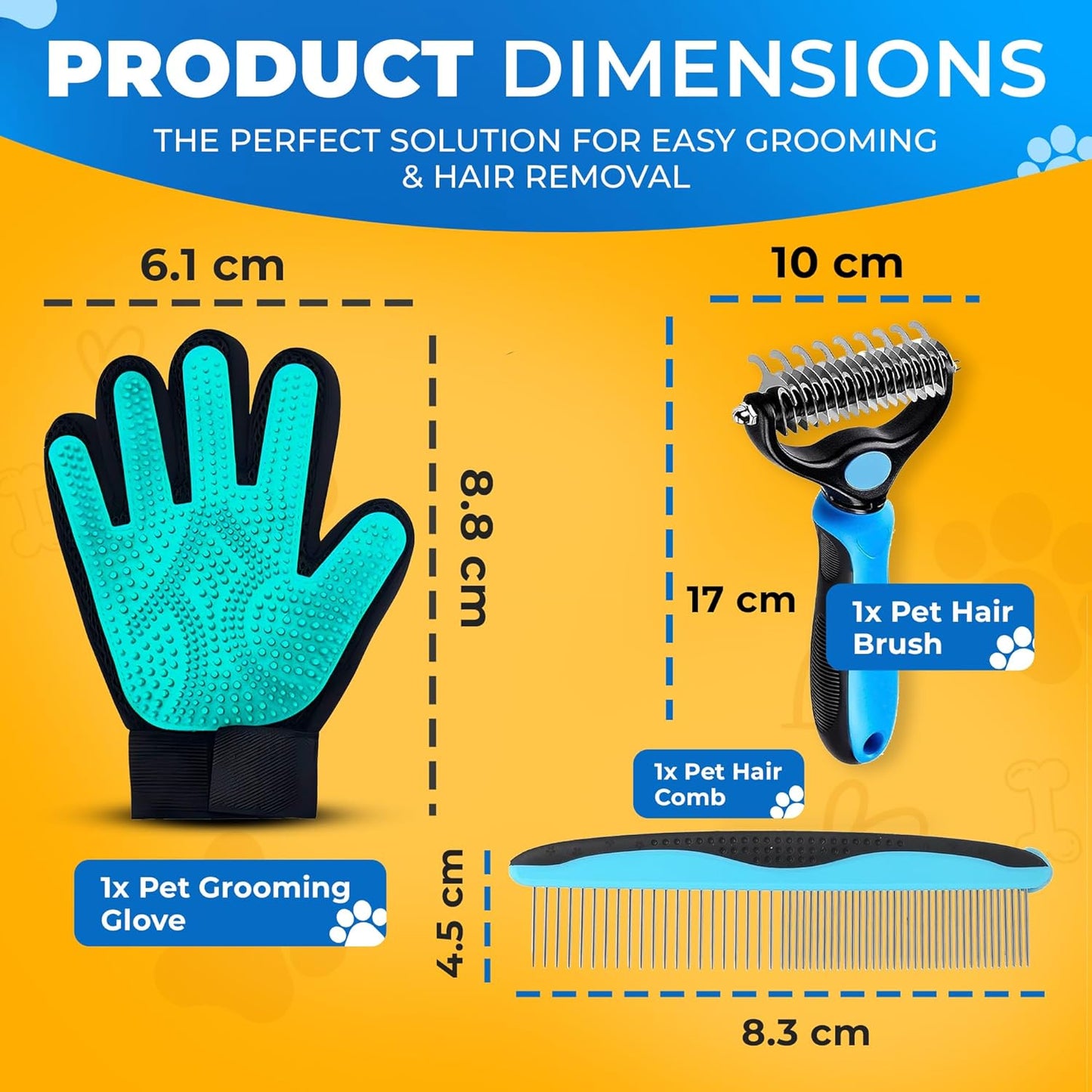Pet Hair Removal Glove for Dogs & Cats – Dog Grooming Gloves for Shedding, Pet Hair Remover Glove – Pet Grooming Gloves, Cat Grooming Gloves & Cat Brush Glove (Glove + Finger Toothbrush Kit)