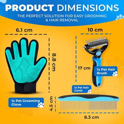 Pet Hair Removal Glove for Dogs & Cats – Dog Grooming Gloves for Shedding, Pet Hair Remover Glove – Pet Grooming Gloves, Cat Grooming Gloves & Cat Brush Glove (Glove + Finger Toothbrush Kit)