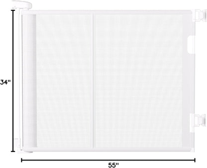 55 inches Retractable Baby Gate, 34 inches Tall Extra Wide Pet Gate for Stairs, Hallways and Doorways, Indoor Outdoor Safety Gate for Toddlers & Small Dogs, Black