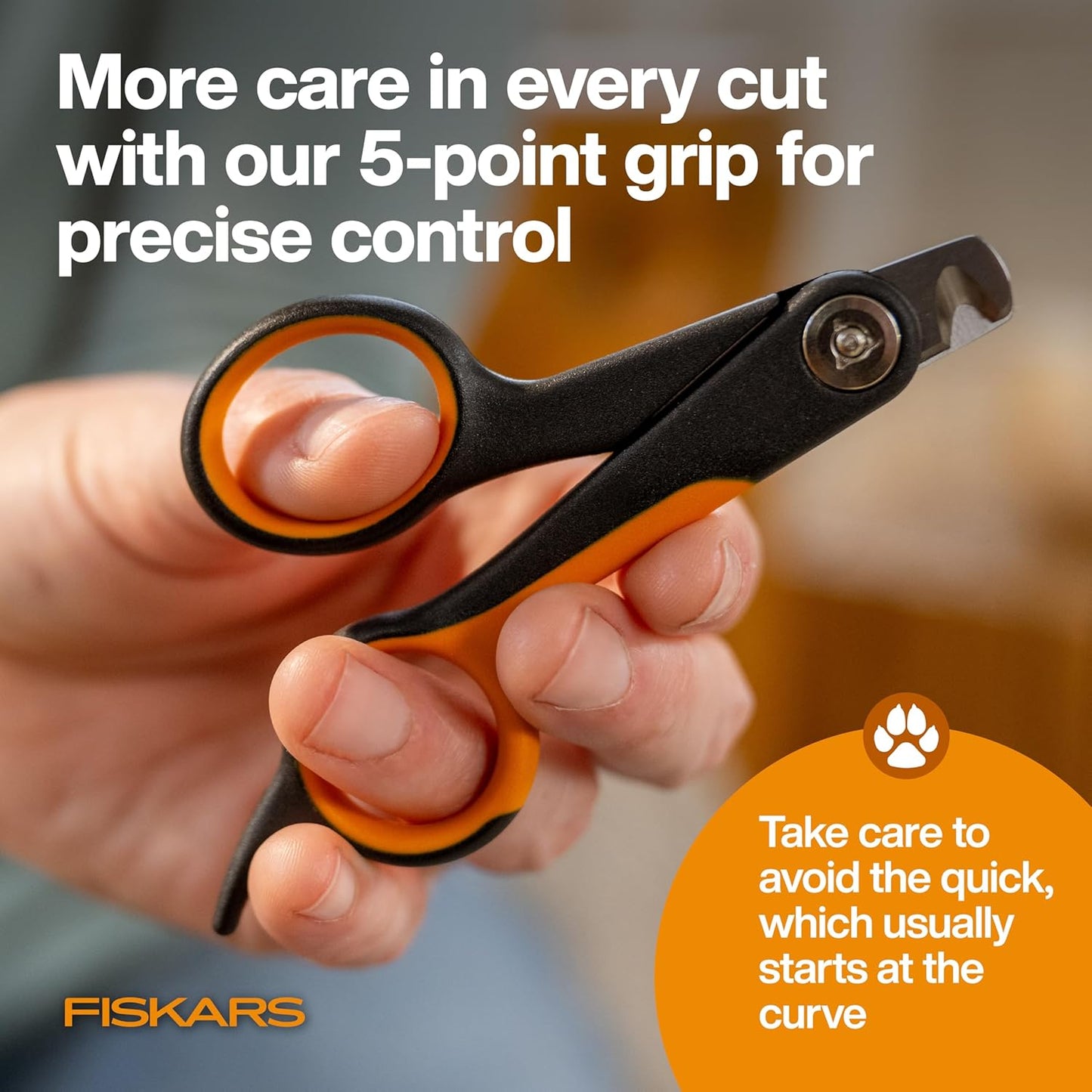 Fiskars Pet Large Nail Clippers, Cat and Dog Nail Trimmers for Grooming, Pet Supplies with Semi-Circular Blade & SoftGrip Handle with Safety Lock, 5.75”, Orange/Black