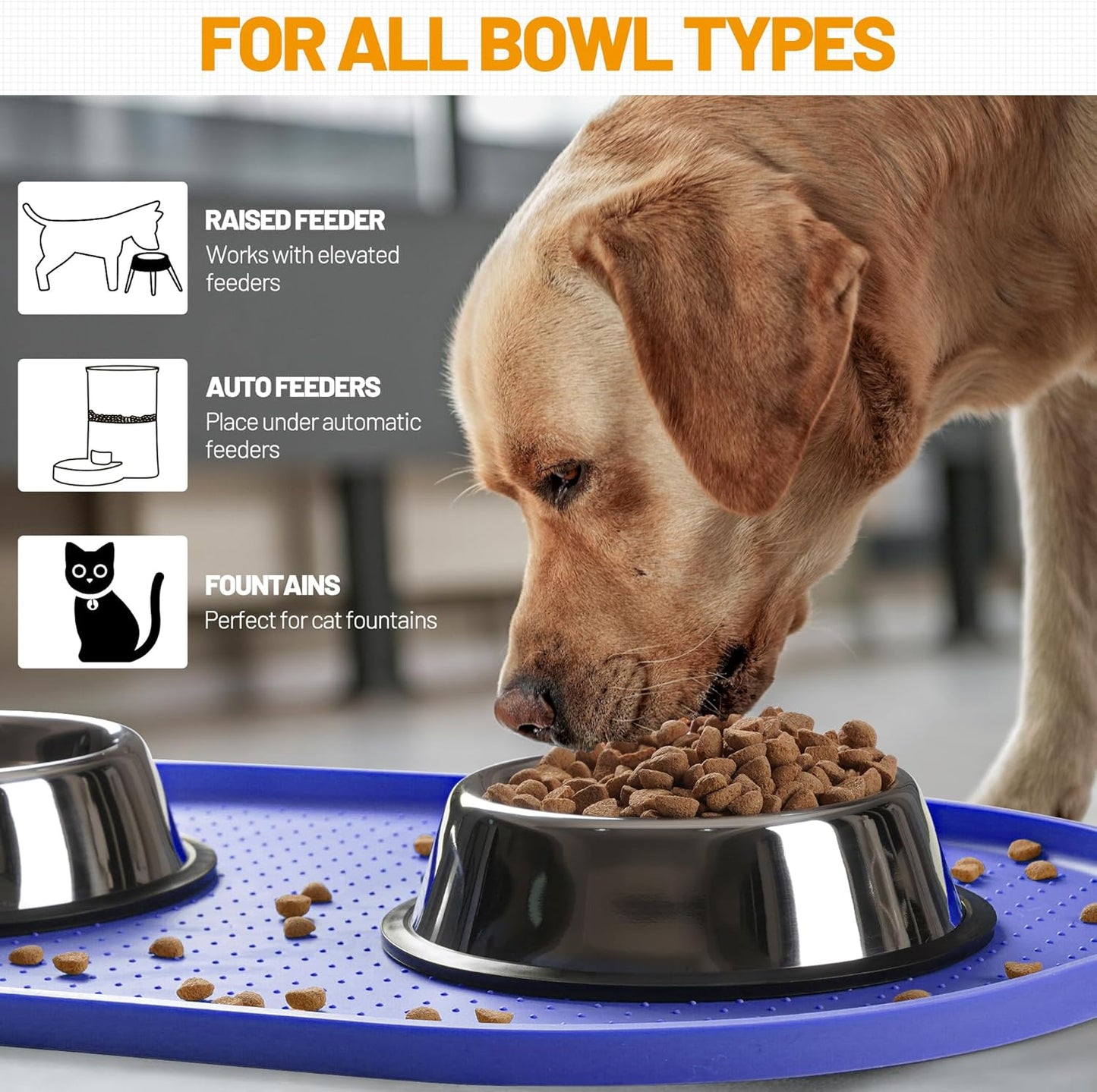 Hubulk 100% Waterproof Silicone Pet Feeding Mat with Raised Edge for Food and Water, Dog Bowl Mats, Cat Bowls Placemat with High Lip Protects Floor for Cats and Dogs (Gray, 19" L x 12" W)