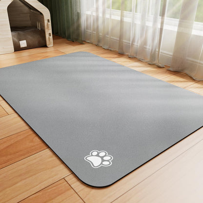 HotLive Dog Food Mat - Absorbent Cat Mat for Food and Water, No Stains Pet Feeding Bowl Mat, Easy to Clean Pet Placemats, Quick Dry Dog Water Dispenser Mat for Messy Drinkers | Paw Dark Grey 12"x 19"