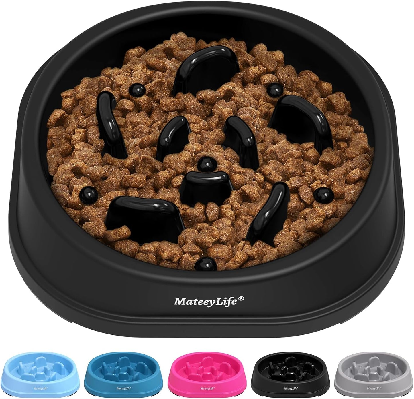 MateeyLife Slow Feeder Dog Bowls 2PCS, Anti-Choking Puzzle Dog Food Bowls, Anti-Slip Interactive Feeding Slow Down Eating, Bloat Stop Maze Dishes for Medium Breeds Pink&Purple