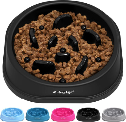 MateeyLife Slow Feeder Dog Bowls 2PCS, Anti-Choking Puzzle Dog Food Bowls, Anti-Slip Interactive Feeding Slow Down Eating, Bloat Stop Maze Dishes for Medium Breeds Pink&Purple