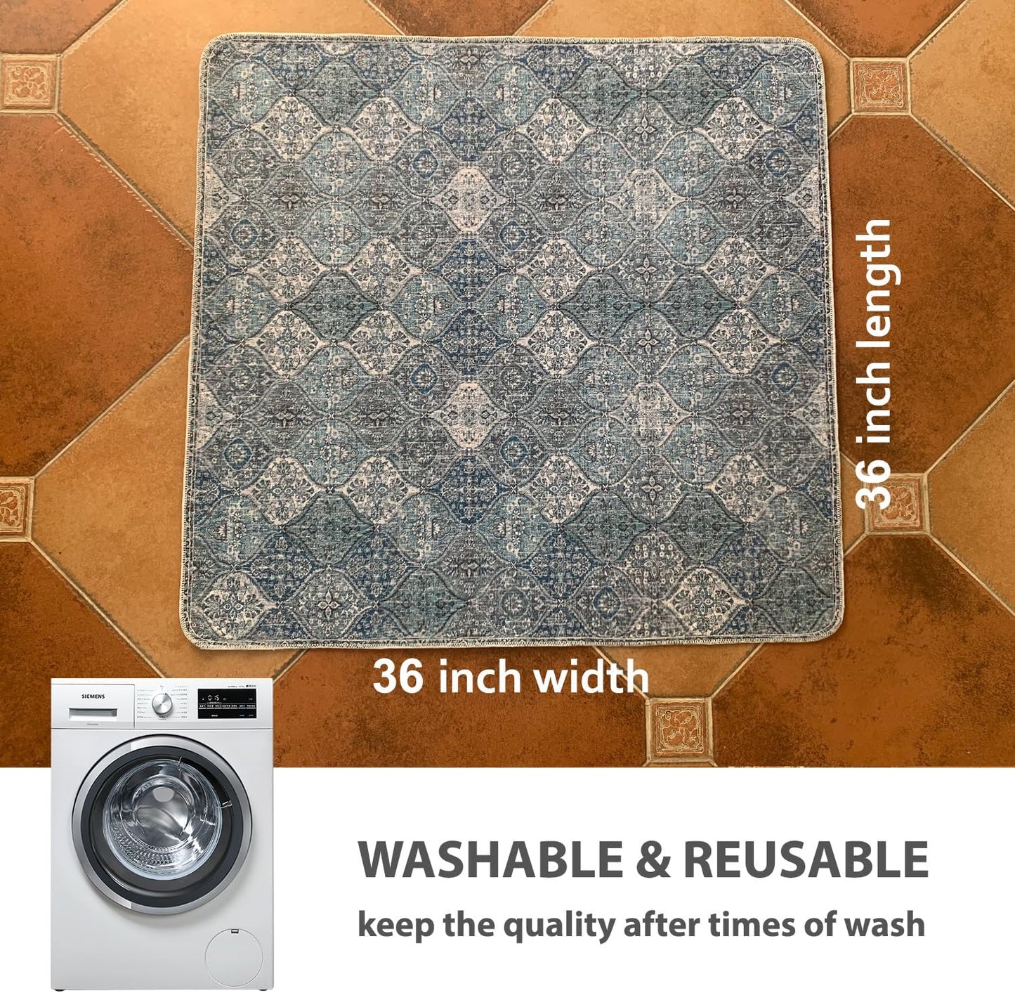 nunubaby Washable Pee Pads for Dogs, Stylish, Non-Slip and Leak-Proof Pee Pads. Reusable Potty Pads for Dogs for Crates and Floors.(Beige/Multi, 24" x48" )