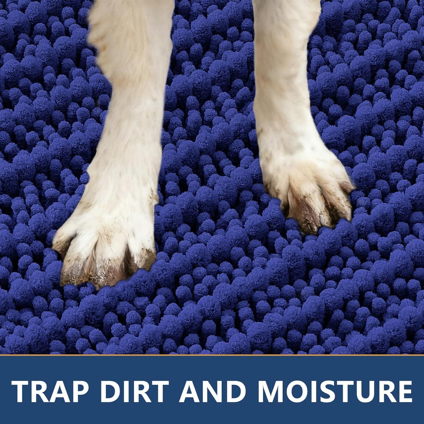 Smiry Dog Door Mat for Muddy Paws 30x20, Extra Soft Absorbent Chenille Doormat, Trap Moisture and Dirt, Non-Slip Machine Washable Front Door Mat for Indoor Entrance Inside Floor, Grey