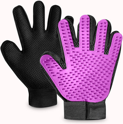 Upgrade Pet Grooming Gloves, Grooming Gloves for Dogs, Cats, Rabbits & Horses with Long and Short Hair, Efficient Pets Hair Remover Mittens - 1 Pair (Blue)