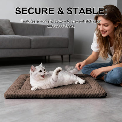 Dog Bed Mat, Reversible Crate Pad & Cute Dog Bed - Machine Washable Kennel Mat with Ultra Soft for Small Dogs (Cool/Warm), 24" x 18", Grey&Star