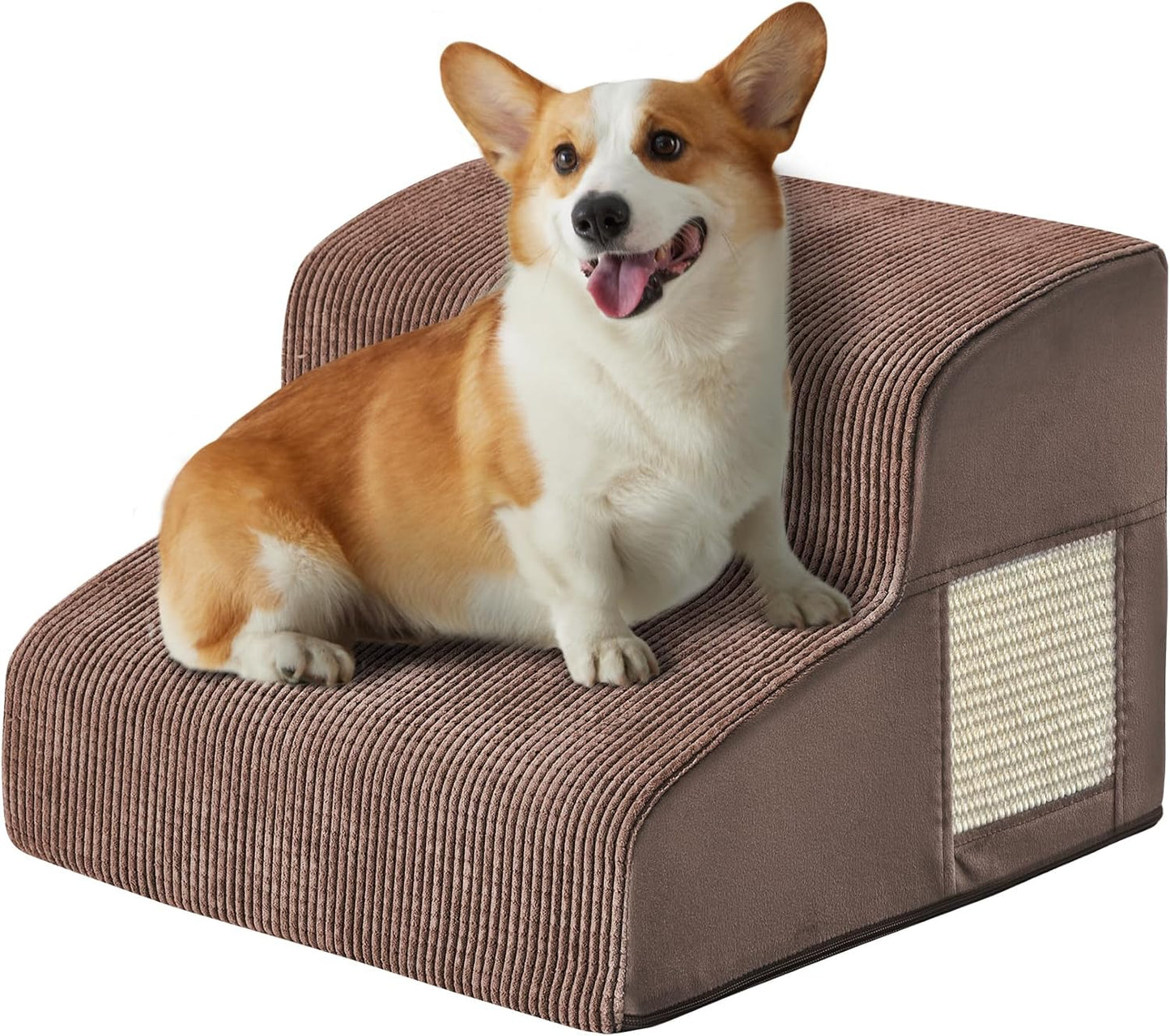 Dogs Steps for Bed, Dog Stairs for Small Dogs, 2-Step Dog Ramp for Bed, Couch, Sofa, and Chairs, Non-Slip Bottom Design, Cat Scratching, High Density Foam Portable Pet Step, Indoor, Grey