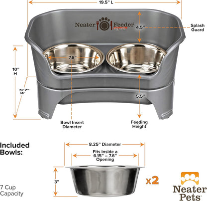 Neater Feeder Express Mess Proof Dog Bowls Elevated for Small Breeds under 15 Lb, Made in USA, No Spill Raised Dog Food Bowl Stand, Stainless Steel Food and Water Bowl Set, Feeding Station, Cappuccino
