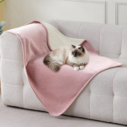 Waterproof Blanket 60"x80" for Adults, Reversible Waterproof Bed Cover for Dogs Cats Pets, Soft Leakproof Blanket for Bed Couch Sofa Furniture Protector, Dusty Pink/Off White
