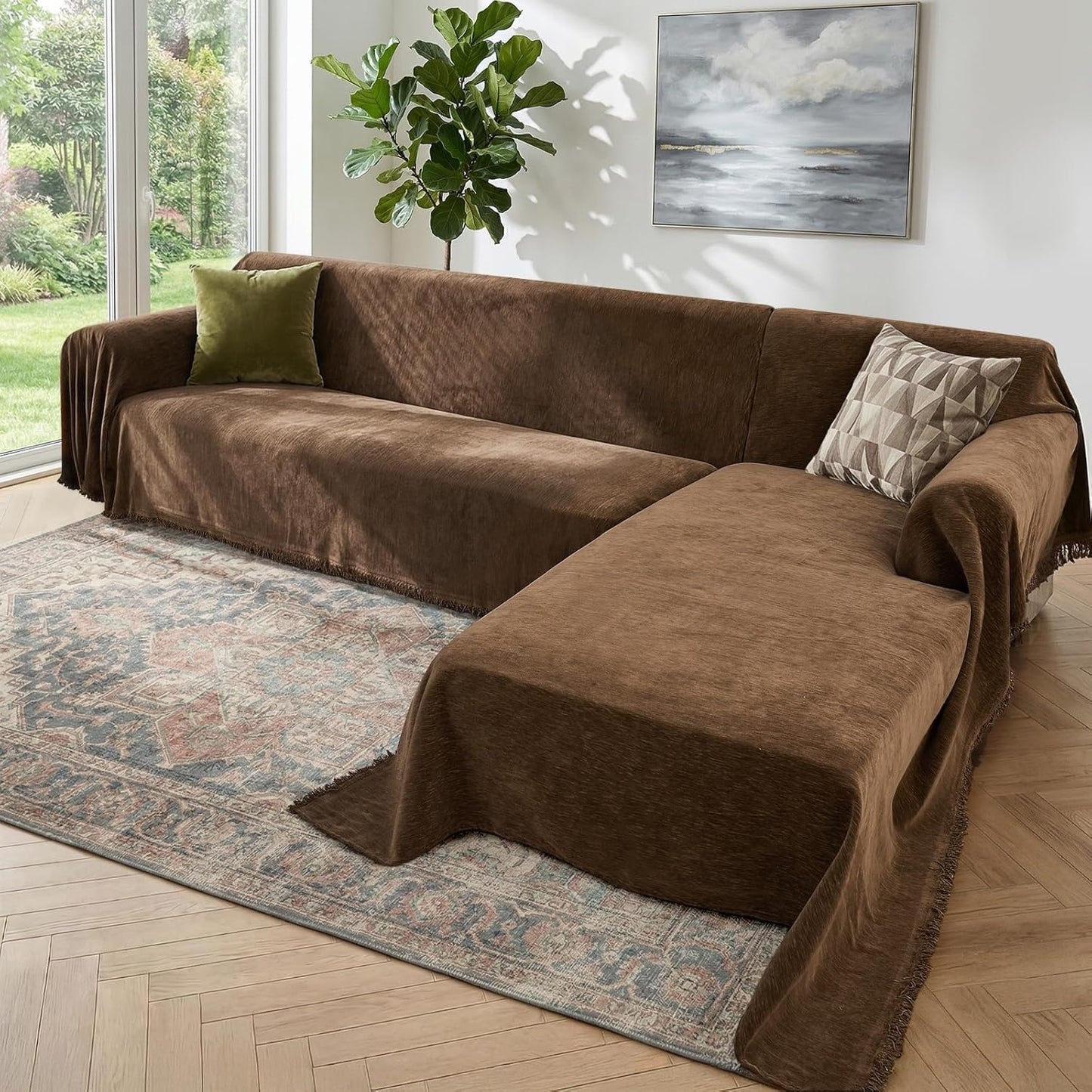 Sectional Couch Covers, 2 Pieces Washable L Shaped Couch Covers Sofa Blanket for Dogs Pet Friendly Sectional Sofa Slipcovers Furniture Covers,71"x 110"+ 71"x 118",(X-Large,Dark Gray)