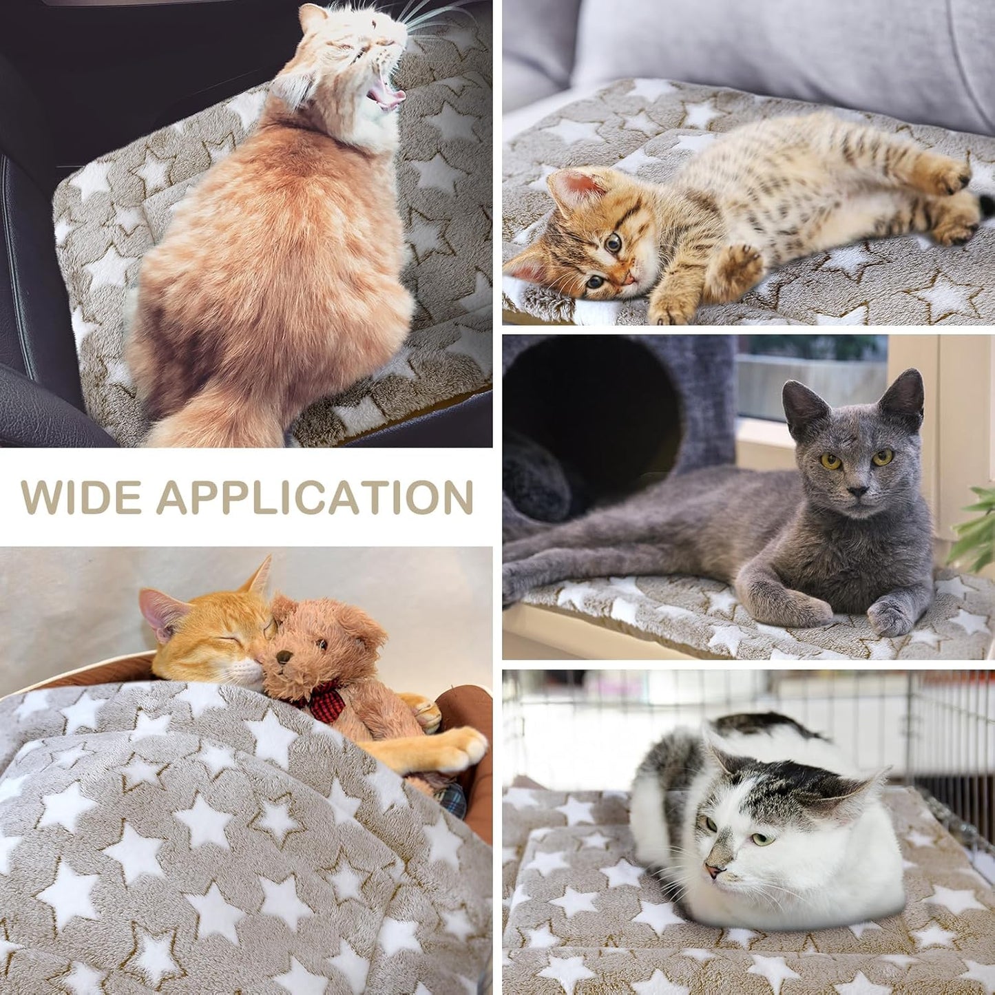 VitalCozy 4 Pcs Dog Crate Pads, Ultra Soft Warm Washable Anti-Slip Kennel Bed Mat for Pets, Reversible, Replaceable, Cage Liner for Small Medium Large Dogs and Cats (18 x 24 x 1.6 Inch,Star,Gray)