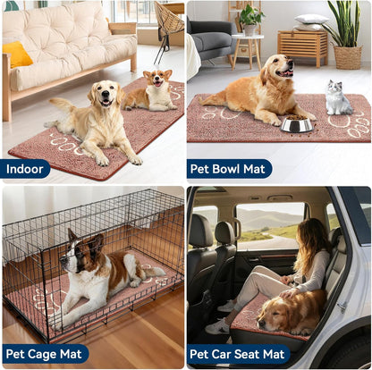 Bcoimo Super Absorbent Dog Door Mat, 30"*20" Anti Slip Mat for Muddy Paws, Pet Rugs for Dirty Paws Washable that Absorbs Moisture and Dirt, for Dog Cage and Pet Resting Carpet