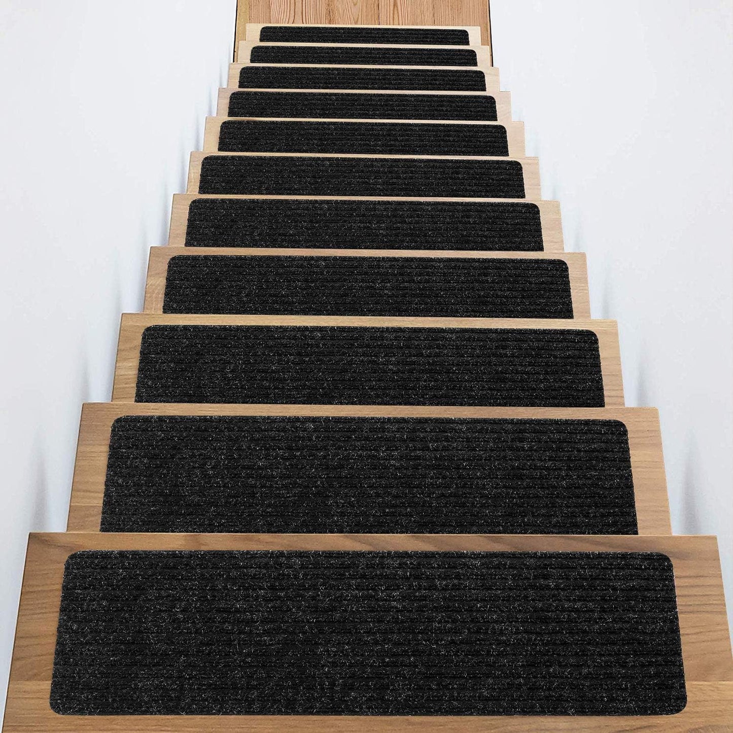 Stair Treads Non-Slip 16 Pack 8"x30" - Carpet Stair Runner for Indoor Wooden Steps with TPE Backing & Anti-Skid Surface, Reusable Adhesive Safety Rug for Kids/Elder/Pet-Friendly - Brown