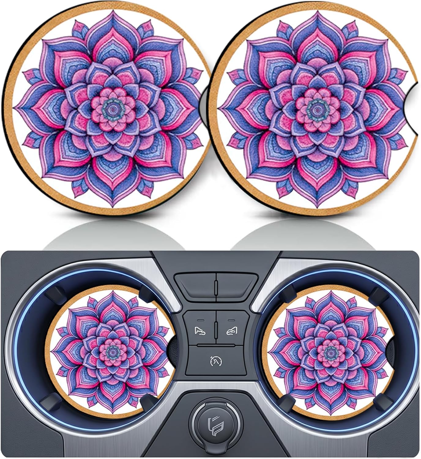 2PCS Dog Paw Print Car Cup Holder Coasters, Cars Coasters for Cup Holders, Anti Slip Rubber Mat with Finger Slot, Dogs Car Accessories Interior Decor, Dog Lover Gifts for Women, Men