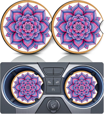 2PCS Dog Paw Print Car Cup Holder Coasters, Cars Coasters for Cup Holders, Anti Slip Rubber Mat with Finger Slot, Dogs Car Accessories Interior Decor, Dog Lover Gifts for Women, Men