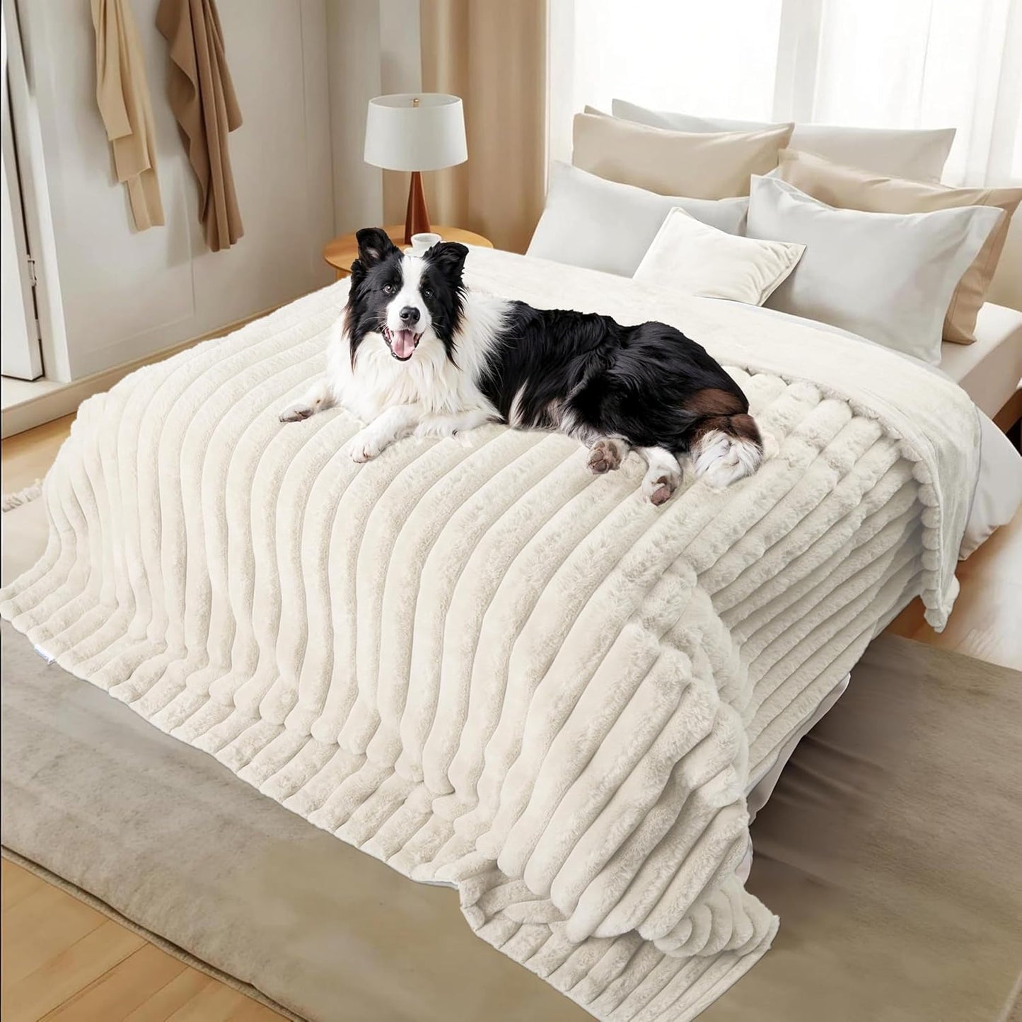 Waterproof Dog Blanket for Large Dogs - Washable Cat Blankets for Couch Bed Protection, Super Soft Calming Reversible Pet Blanket for Pet Kitten Puppy (Green, 50"x60")